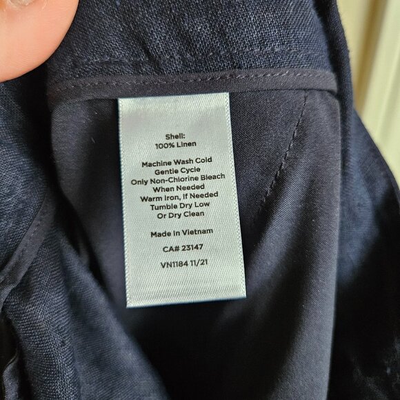 Talbots - size 10P -‎ Navy Blue 100% Linen Capri Pants - Made in Vietnam - Picture 5 of 11